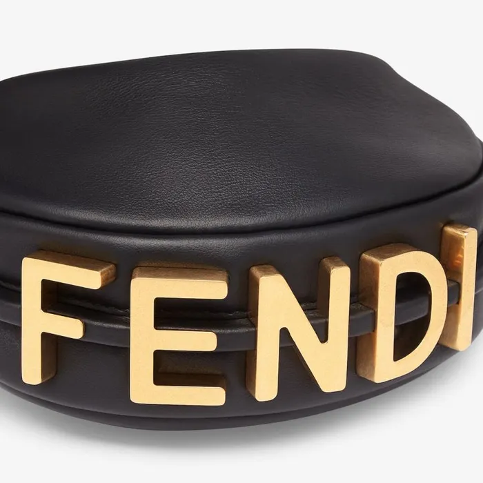 Woman Black Leather Charm Black Fendi Miniature Bags