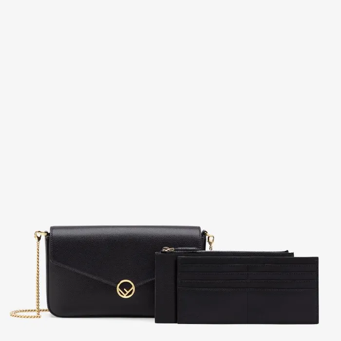 Woman Black Leather Minibag Black Fendi Wallets On Chain