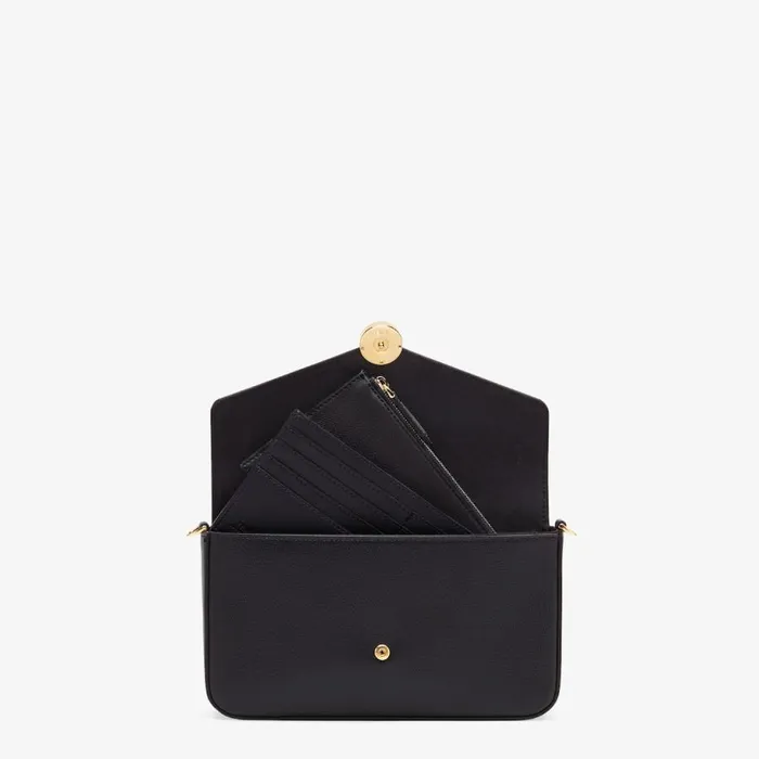 Woman Black Leather Minibag Black Fendi Wallets On Chain