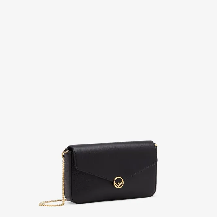 Woman Black Leather Minibag Black Fendi Wallets On Chain