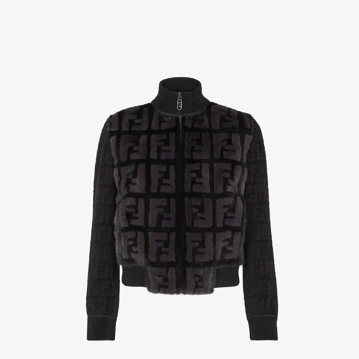 Woman Black Mink Bomber Black Fendi Coats and Outerwear