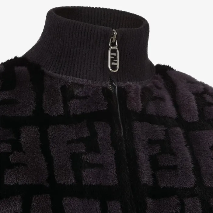 Woman Black Mink Bomber Black Fendi Coats and Outerwear