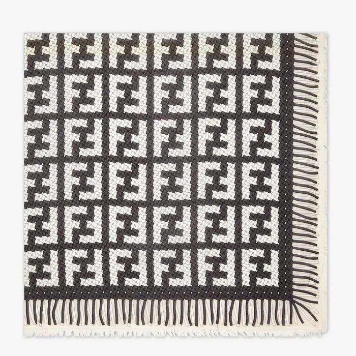 Woman Black Modal And Silk Shawl Black Fendi Scarves and Silks