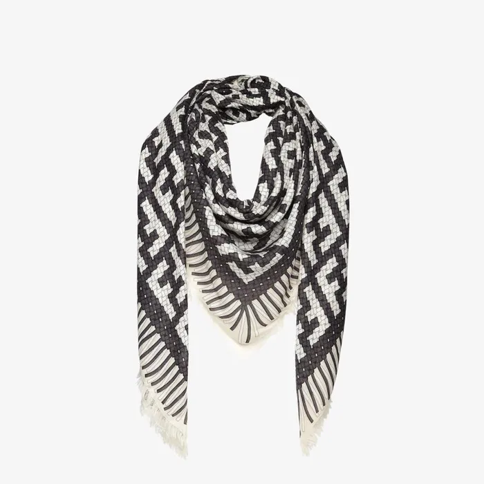 Woman Black Modal And Silk Shawl Black Fendi Scarves and Silks
