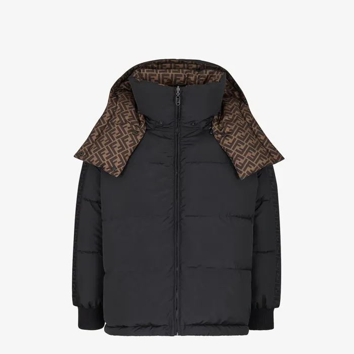 Woman Black Nylon Down Jacket Black Fendi Coats and Outerwear