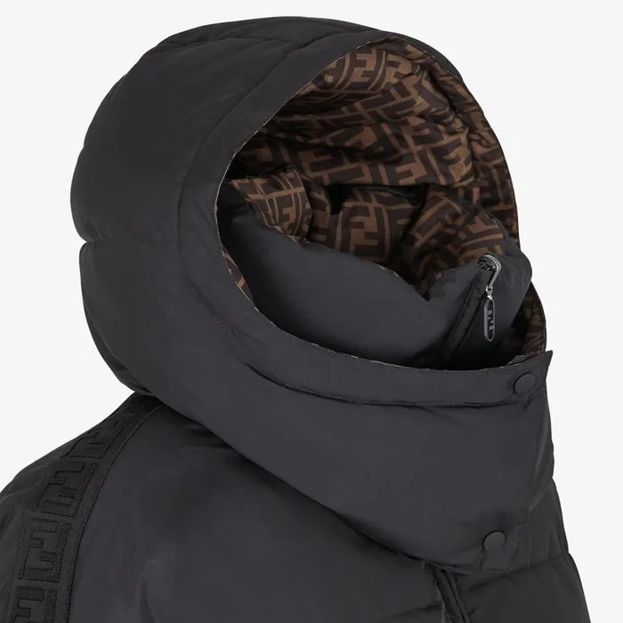 Woman Black Nylon Down Jacket Black Fendi Coats and Outerwear