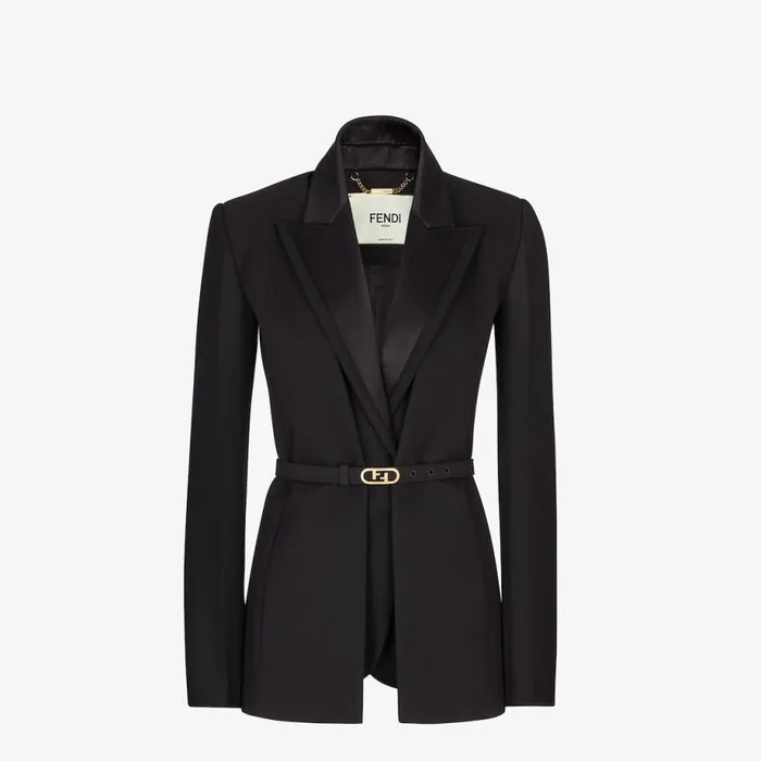 Woman Black Wool Jacket Black Fendi Jackets