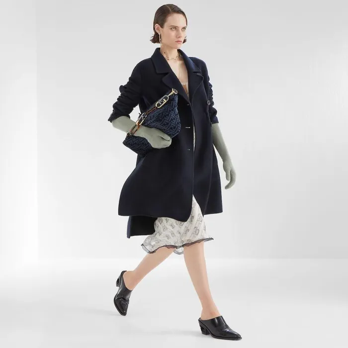 Woman Blue Cashmere Coat Blue Fendi Coats and Outerwear