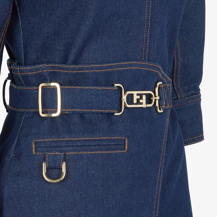Woman Blue Denim Dress Blue Fendi Dresses and Jumpsuits