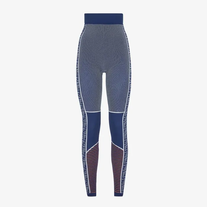 Woman Blue Seamless Leggings Blue Fendi Skiwear