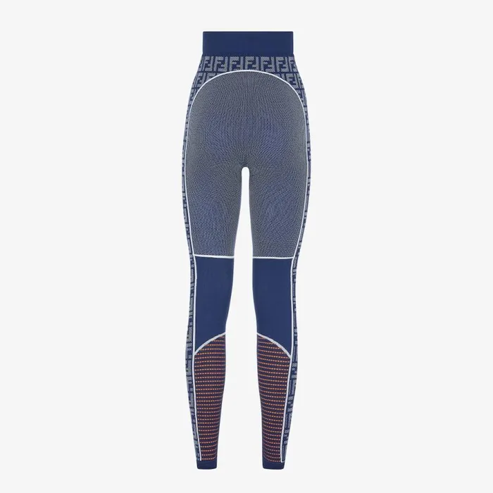 Woman Blue Seamless Leggings Blue Fendi Skiwear