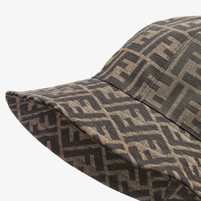 Woman Brown Canvas Cloche Hat Brown Fendi Hats and Gloves