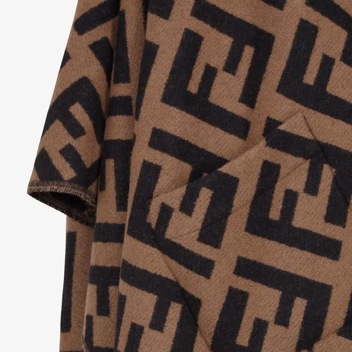Woman Brown Cashmere Poncho Brown Fendi Scarves and Silks
