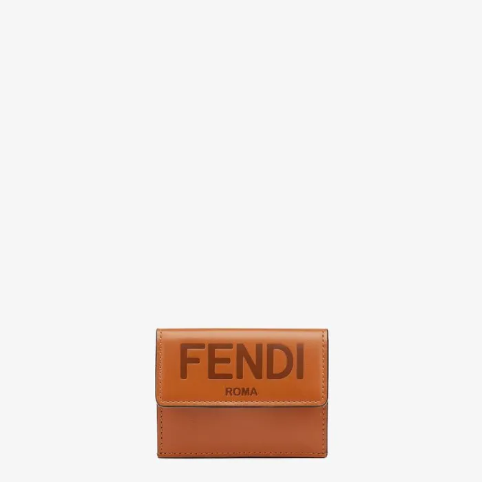 Woman Brown Leather Wallet Brown Fendi Wallets