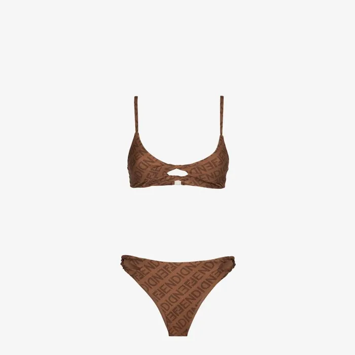 Woman Brown Lycra Bikini Brown Fendi Swimwear