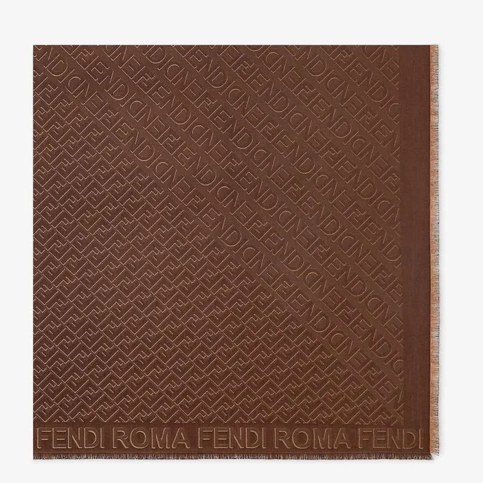 Woman Brown Silk And Wool Shawl Multicolour Fendi Scarves and Silks