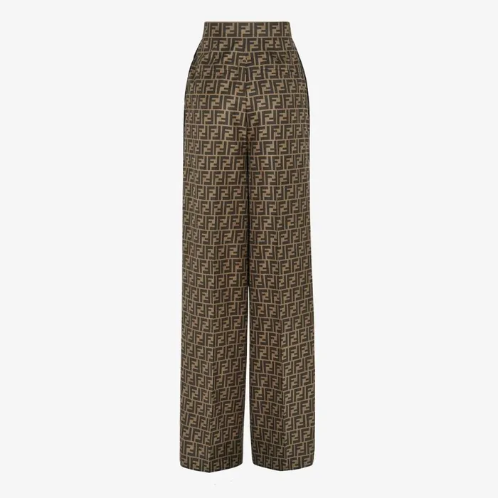 Woman Brown Silk Trousers Brown Fendi Pants and Shorts