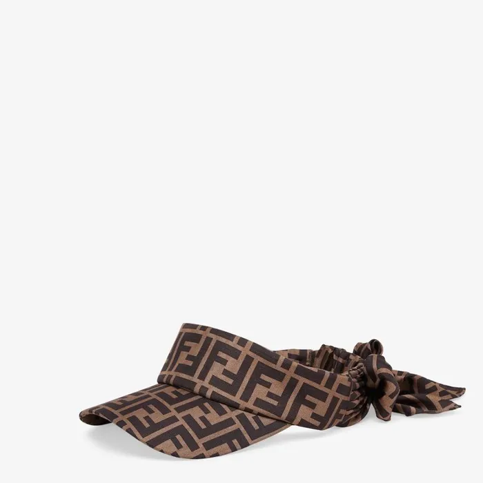 Woman Brown Twill Visor Brown Fendi Hats and Gloves