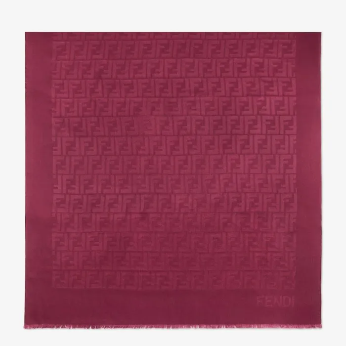 Woman Burgundy Silk Stole Red Fendi Scarves and Silks