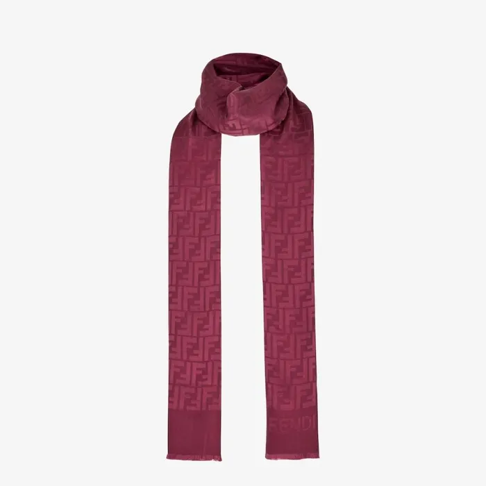 Woman Burgundy Silk Stole Red Fendi Scarves and Silks