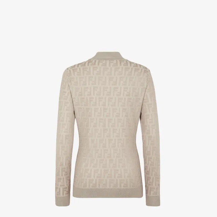 Woman Dove Grey Fabric Jumper Beige Fendi Knitwear