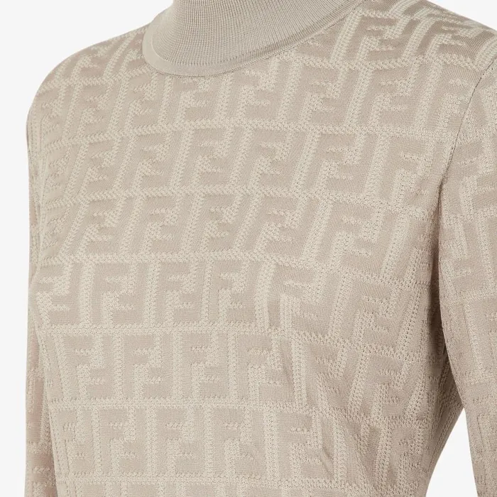 Woman Dove Grey Fabric Jumper Beige Fendi Knitwear
