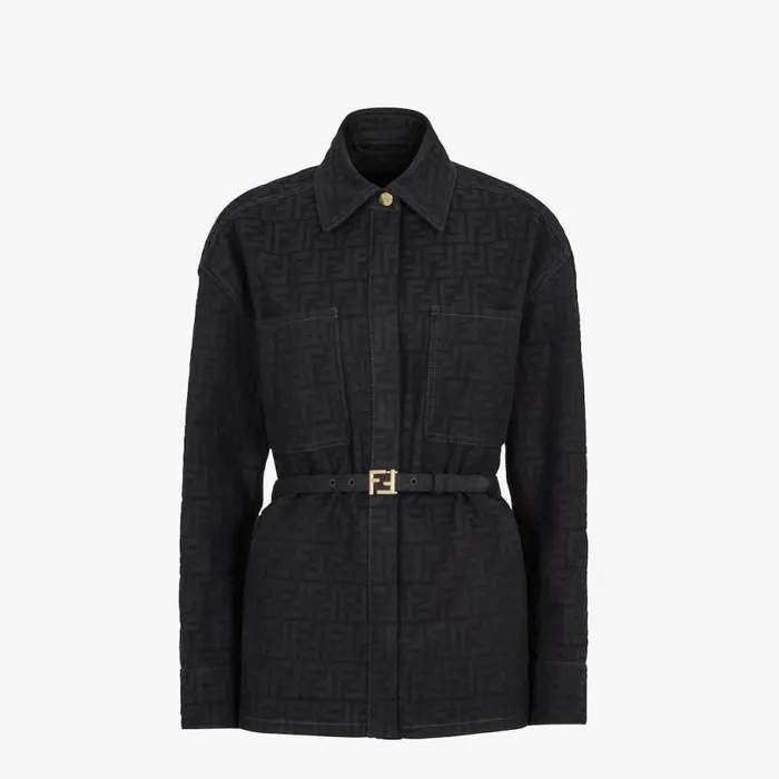 Woman GoTo Jacket In Blue Jacquard Denim Blue Fendi Denim