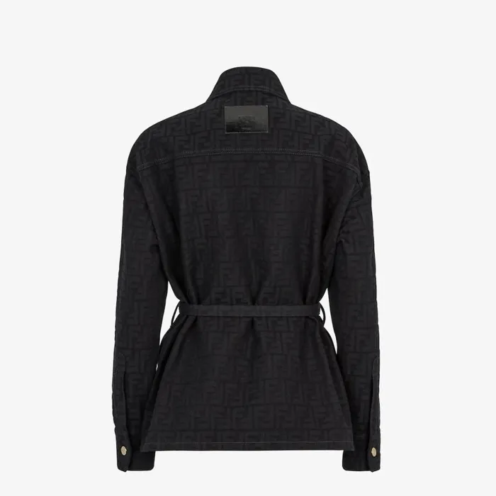 Woman GoTo Jacket In Blue Jacquard Denim Blue Fendi Denim