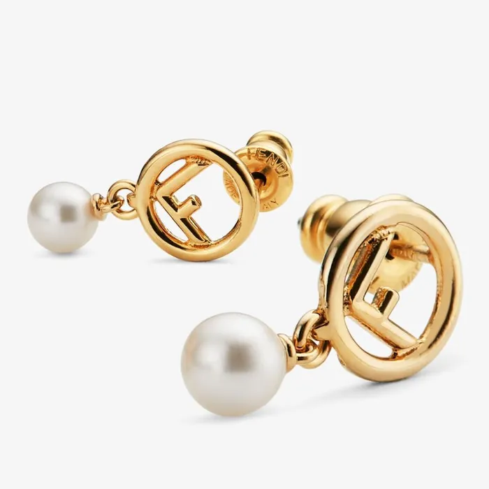 Woman GoldColoured Earrings Fendi Earring and Brooches