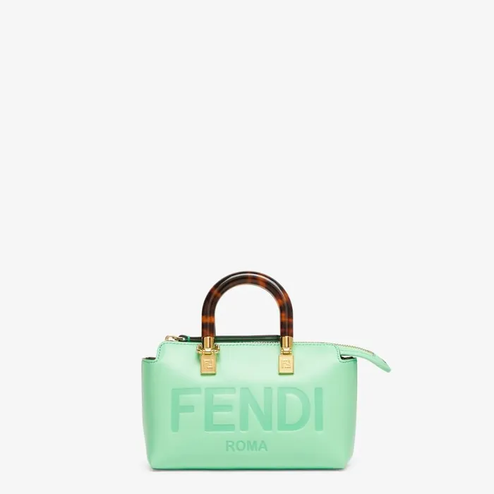 Woman Green Leather Small Boston Bag Green Fendi Mini Bags