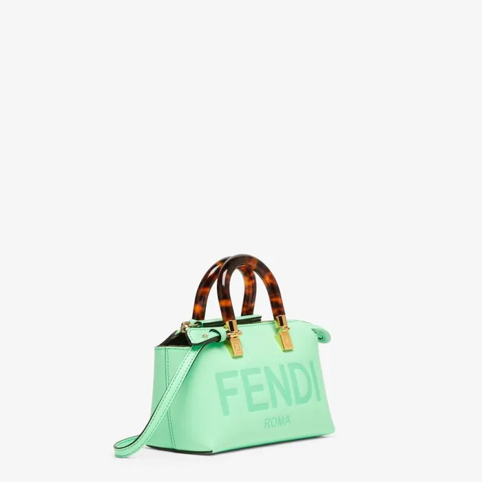 Woman Green Leather Small Boston Bag Green Fendi Mini Bags