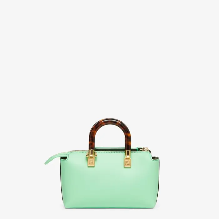 Woman Green Leather Small Boston Bag Green Fendi Mini Bags