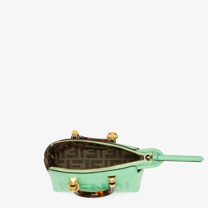 Woman Green Leather Small Boston Bag Green Fendi Mini Bags