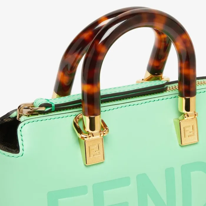 Woman Green Leather Small Boston Bag Green Fendi Mini Bags