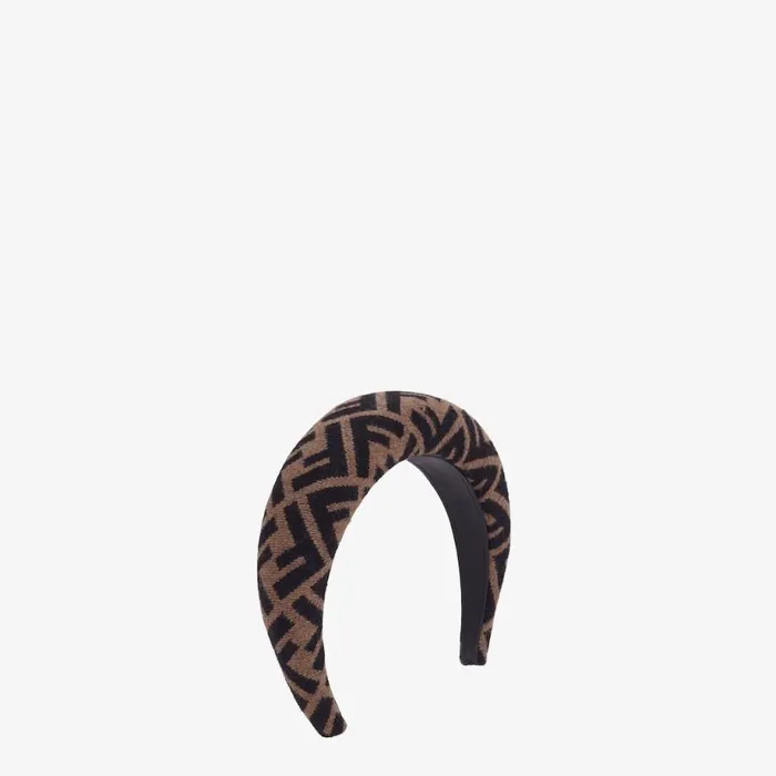 Woman Hair Band In Brown Wool Cashmere And Silk Brown Fendi Hair Accessories