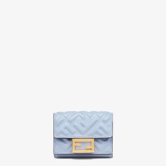 Woman Light Blue Nappa Leather Wallet Light Blue Fendi Wallets