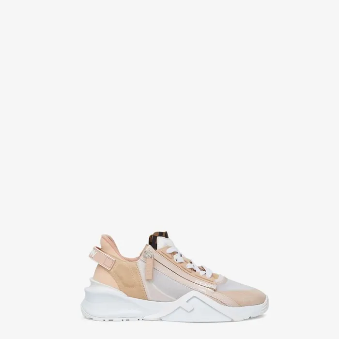 Woman Low Top In Pink Nylon And Suede Pink Fendi Sneakers