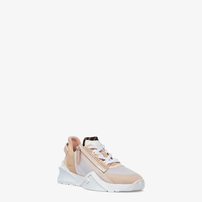 Woman Low Top In Pink Nylon And Suede Pink Fendi Sneakers