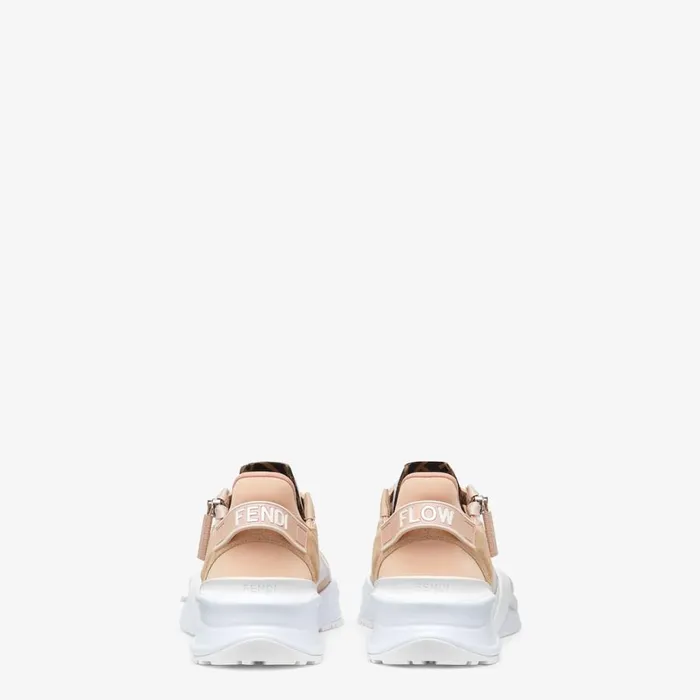 Woman Low Top In Pink Nylon And Suede Pink Fendi Sneakers
