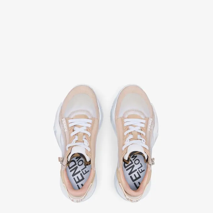 Woman Low Top In Pink Nylon And Suede Pink Fendi Sneakers