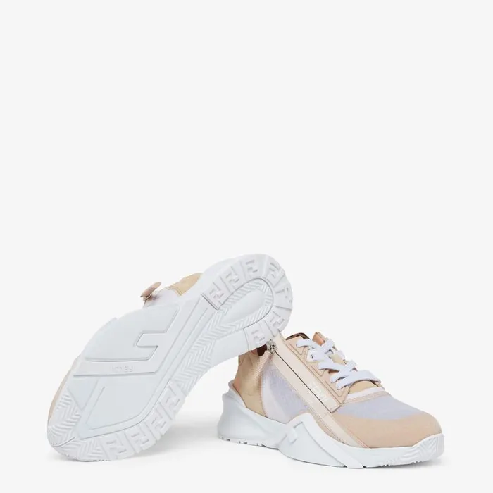 Woman Low Top In Pink Nylon And Suede Pink Fendi Sneakers