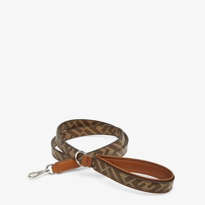 WomanMan Brown Fabric Lead Brown Fendi Pet Accessories