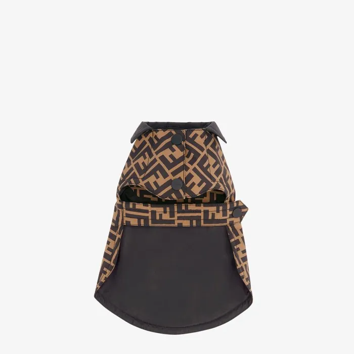 WomanMan Dog Coat In Brown Ff Nylon Brown Fendi Pet Accessories