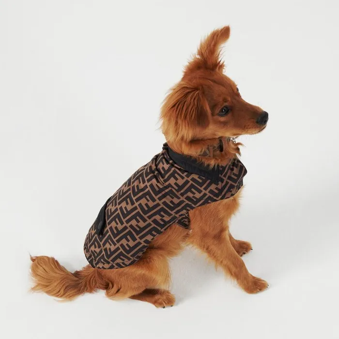 WomanMan Dog Coat In Brown Ff Nylon Brown Fendi Pet Accessories