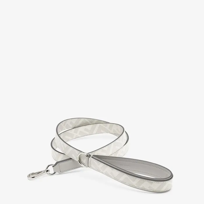 WomanMan White Fabric Lead White Fendi Pet Accessories