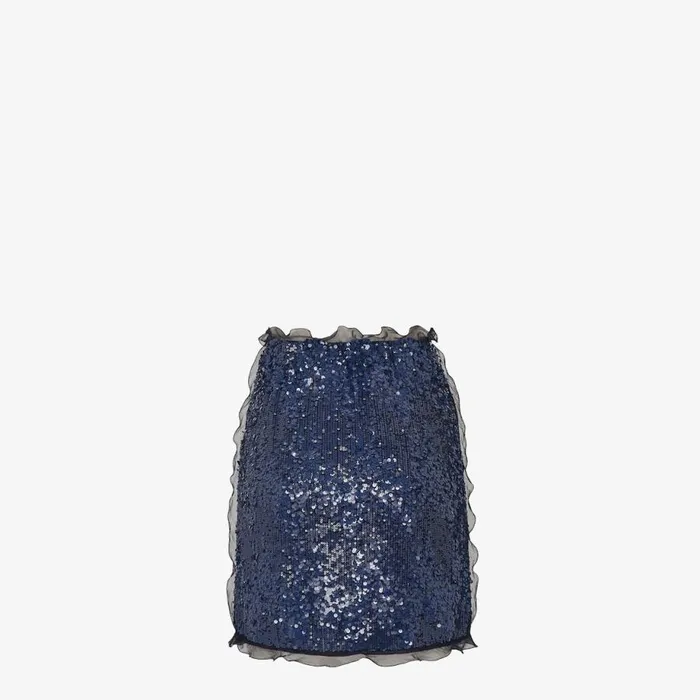 Woman Miniskirt With Blue Sequin Embroidery Blue Fendi Skirts