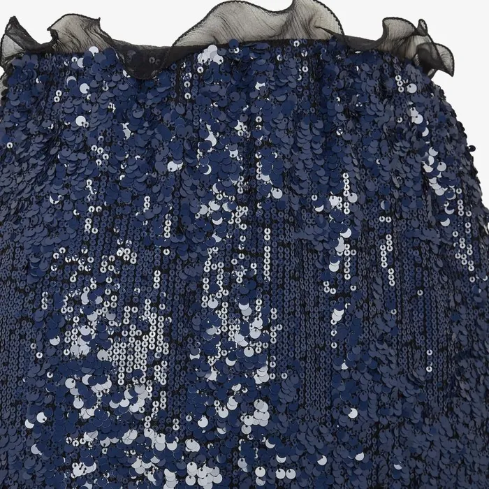 Woman Miniskirt With Blue Sequin Embroidery Blue Fendi Skirts