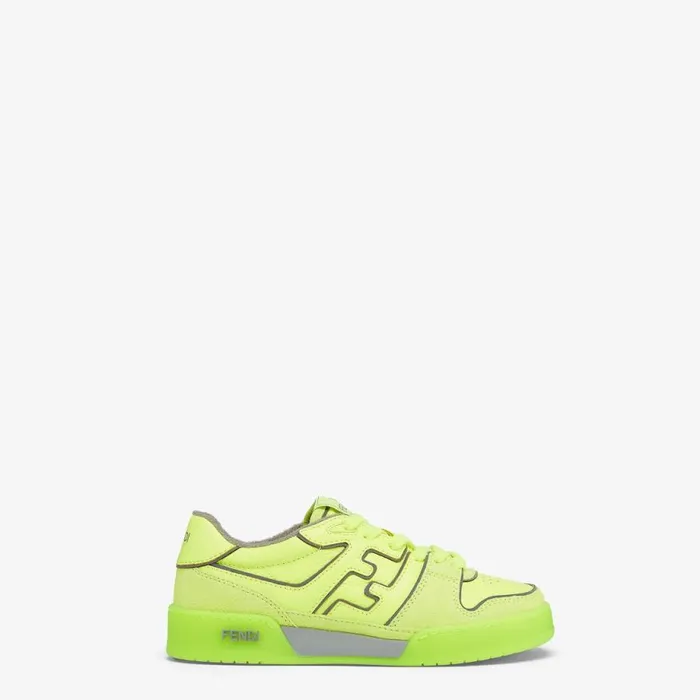 Woman Neon Yellow Leather LowTops Yellow Fendi Sneakers