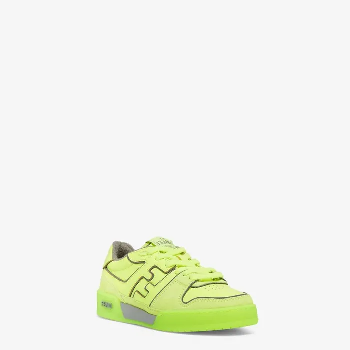 Woman Neon Yellow Leather LowTops Yellow Fendi Sneakers
