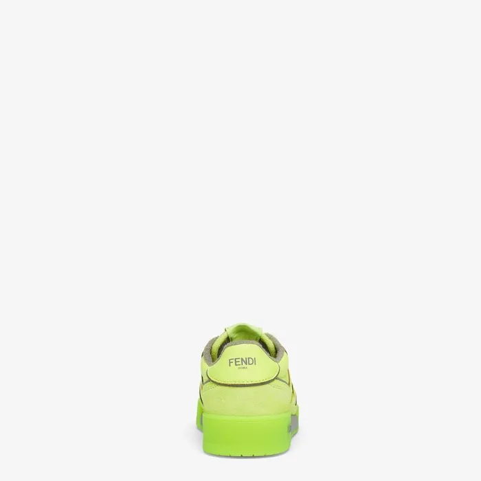Woman Neon Yellow Leather LowTops Yellow Fendi Sneakers
